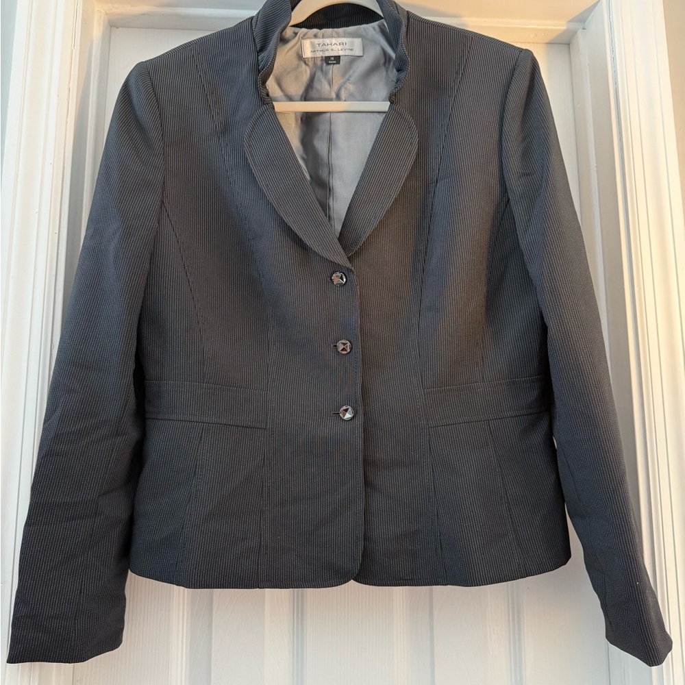 Tahari ASL Dark Gray Blazer